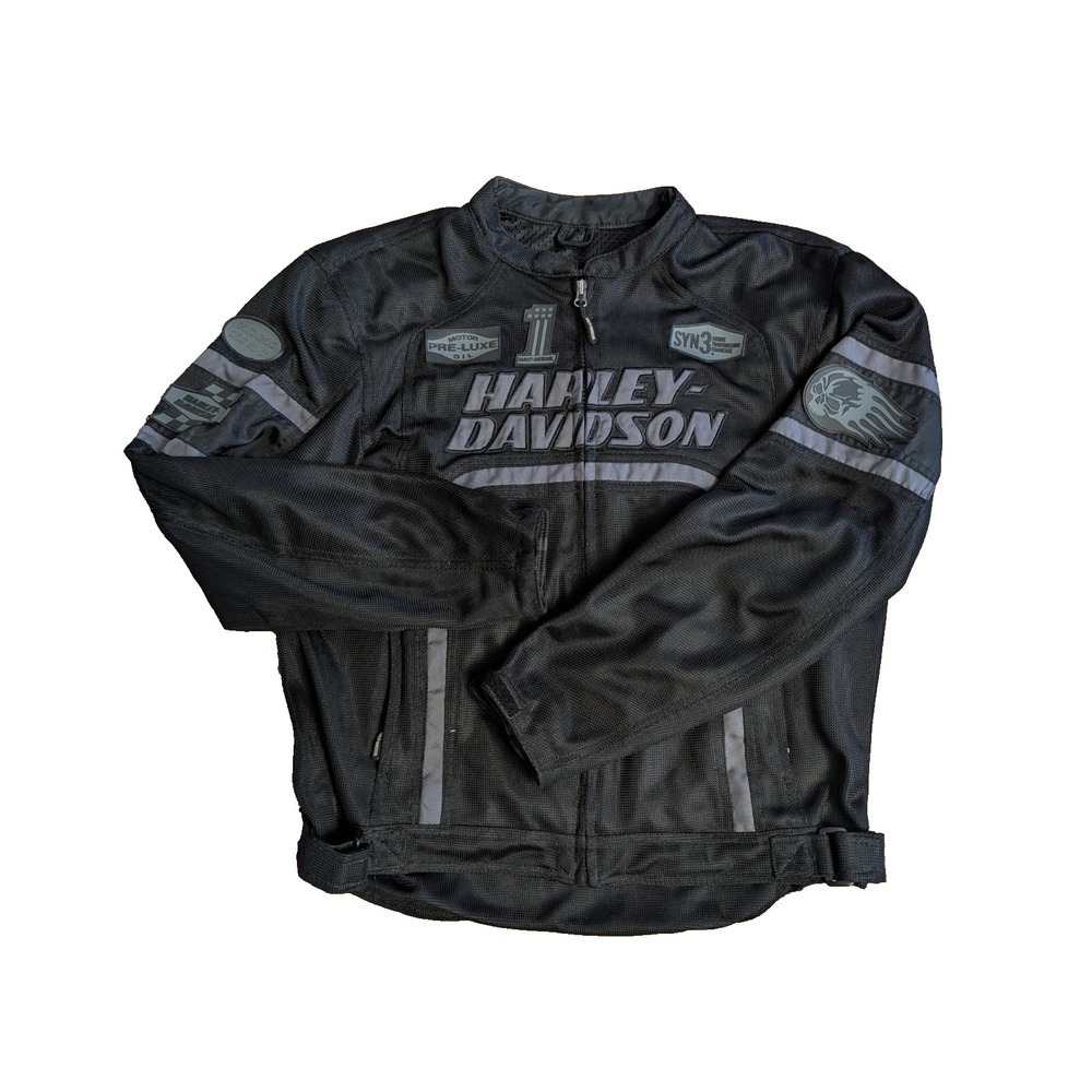 Harley Davidson Mesh Riding Jacket Men's Large Black Backstretch 97395-11VM